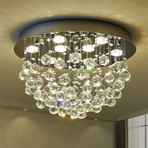 Zèle Éclairage Cristal Éclairage Lustre En Acier Inoxydable K9 Boule De Cristal Plafonniers Ronds Chambre - Product Image 5
