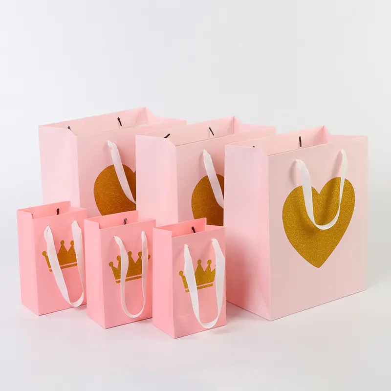 KM custom printed your own logo cheap candy and flower shop gift paper bag packaging