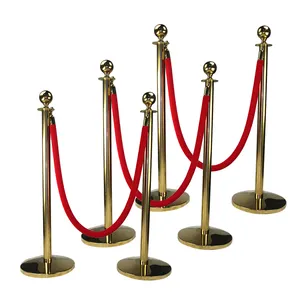 Barrier Post Traust Gold Car Show Queuing Tiang Antrian Metal Barricade Red Carpet Poles Velvet Rope Queue Stand Barrier Post Stanchions