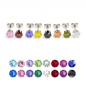 Pendientes de Acero Inoxidable con Corona y Circonitas Multicolor, Joyería para Mujer, Regalo, Pendientes de Moda - Product Image 1