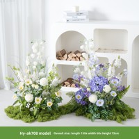 Susunan Lanskap Bunga Buatan, Bunga Palsu Lavender, Rumput Persia, Chamomile, Dekorasi Buket untuk Pajangan Jendela Dalam Ruangan