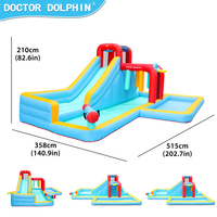 Doctor Dolphin – jouet de plein air bleu pour enfant, jeu de basket-ball gonflable, toboggan aquatique, maison gonflable, château de rebond