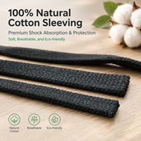 Selubung Pelindung Kabel Anti Debu, Penutup Dekorasi Kabel Rapi untuk Sistem Audiophile, Selubung Kabel Katun Murni Hitam Lembut 8-30mm