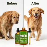 Tetes Cair Probiotik Alami untuk Anjing Kucing Minyak Ikan Labu Dukungan Kekebalan Tubuh Tinggi Protein OEM Label Pribadi