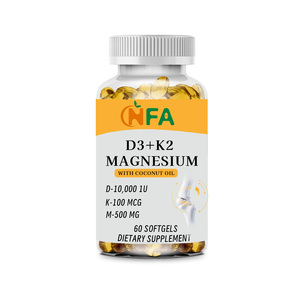 OEM Health Private Label D3 + K2 Les gélules au magnésium avec huile de noix de coco aident à renforcer la santé des os et à améliorer le système immunitaire - Product Image 1