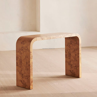 Table console American Art Mappa Burl, table d'entrée en forme de U avec bord cascade pour hall d'entrée de luxe et couloir haut de gamme, pièce maîtresse