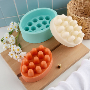 Oval Brush Shaped <b>Soap</b> <b>Mold</b> Silicone DIY Craft <b>Mold</b> For Home Use Massage <b>Soap</b> Making Tool - Product Image 2