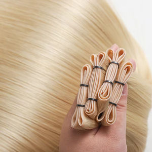 Ekstensi Rambut Manusia Asli Rusia Remy Virgin Double <span class=keywords><strong>Drawn</strong></span> Berkualitas Tinggi, Model Butterfly Hair Hole Invisible XO <span class=keywords><strong>Hand</strong></span> Tied Weft - Product Image 3