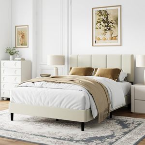 <span class=keywords><strong>Letto</strong></span> Moderno in Legno con Piattaforma, Testiera Imbottita Morbida, Regolabile, Rosa/<span class=keywords><strong>Bianco</strong></span>/Nero, Elegante Rivestimento 1800*2000*1200mm - Product Image 1