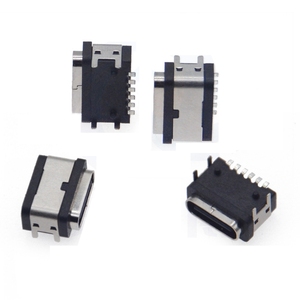 Conector USB Tipo-C 3.1 de Carga Rápida, Conector Hembra de 6 Pines en Ángulo Recto para Montaje Lateral con 4 Pines de Fijación Segura a PCB - Product Image 4