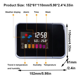 Kỹ Thuật Số chiếu đồng hồ báo thức với Trạm thời tiết với 180 độ xoay nhiệt kế trong nhà đo độ ẩm màn hình cho phòng ngủ - Product Image 3