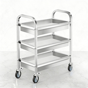 Chariot de service à 3 couches en acier inoxydable 201/304 argenté <span class=keywords><strong>sur</strong></span> roulettes Chariot de service à aliments Chariot de - Product Image 1