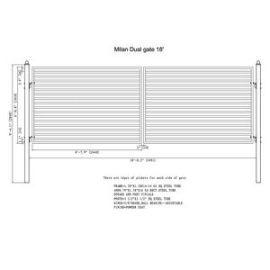 Cancello d'Ingresso a Doppia Anta in Acciaio 18x6 ft, Stile Milano, Griglia in Ferro Battuto Resistente alla Ruggine, Recinzione per Giardino Verniciata a Polvere per Sicurezza Domestica - Product Image 2