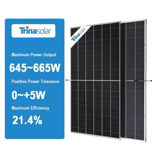 แผงโซลาร์เซลล์ Trina 645-665W แบบปรับแต่งได้645 655 660 665วัตต์ Trina Vertex แผงโซลาร์เซลล์กระจกสองชั้น - Product Image 2