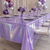 Nappe en PEVA irisée lilas, imperméable, jetable, rectangulaire, en plastique, pour dîner de Noël, fêtes et événements