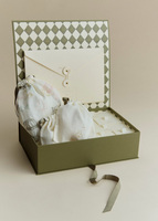 Coffret Cadeau Personnalisé pour Nouveau-né, Boîte Cadeau de Luxe Pliante Verte, Boîte de l'Avent de Noël, Boîtes à Bijoux Souvenirs et Objets Précieux