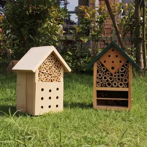 Eco-friendly solid wood insect house wooden bee hotel insect hotel garden beneficial bug house