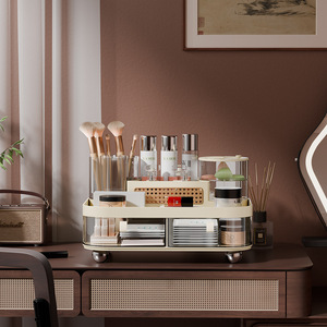 Cosmetic Storage Box Transparent Drawer Organizer Rotating Makeup Holder For Desktop Use - Product Image 3