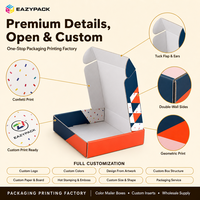 Boîtes cadeaux en carton ondulé écologiques personnalisées à motifs géométriques, blocs de couleur mosaïques, pour vêtements et cadeaux – Vente en gros