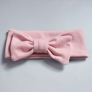 Bandeau en coton gaufré pour bébé avec nœud et pompon, doux et élastique, pour nouveau-nés garçons et filles, style turban - Product Image 3