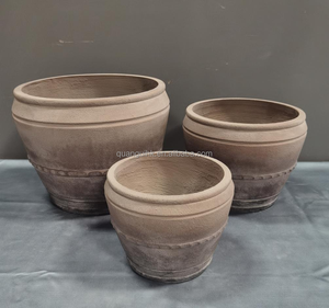 Customized Rustic Vintage Type Flower Pots Fiber <b>Cement</b> Flower Pots with Drainage Hole For Garden - Product Image 5