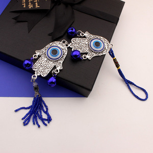 Gioielli per Coppie, Campanella a Vento Artigianale con Occhi Blu Greci, Decorazione per Auto, Regalo - Product Image 2