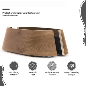 Support vertical réglable en bois personnalisé à double fente en noyer pour MacBook, tablette et téléphone - Product Image 5