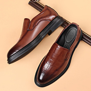 Mocasines de cuero formales de negocios para hombre, zapatos de conducción a la moda con suela blanda negra, para jóvenes de 18 a 40 años - Product Image 2
