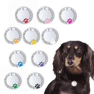 <span class=keywords><strong>Plaque</strong></span> d'identification <span class=keywords><strong>pour</strong></span> animaux de compagnie en alliage de zinc massif avec strass, étiquette de <span class=keywords><strong>collier</strong></span> <span class=keywords><strong>pour</strong></span> <span class=keywords><strong>chien</strong></span> en cristal, <span class=keywords><strong>plaque</strong></span> nominative colorée avec empreinte de patte gravée au laser <span class=keywords><strong>pour</strong></span> chats/chiens - Product Image 1