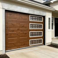 Puerta de Garaje Seccional de Acero Aislada Personalizada, Puerta de Garaje Automática Residencial Americana con Ventanas, Herrajes Completos, Certificación CE
