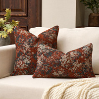 Housses de coussin vintage marron foncé à motifs floraux, coussins décoratifs bohèmes rétro abstraits pour canapé, housses de coussin
