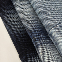 Tissu denim texturé perlé, effet vertical, 12,5 oz, bleu gris foncé, non extensible, tissage spécial 3D, 74% coton, 16% polyester, 49/50 pouces