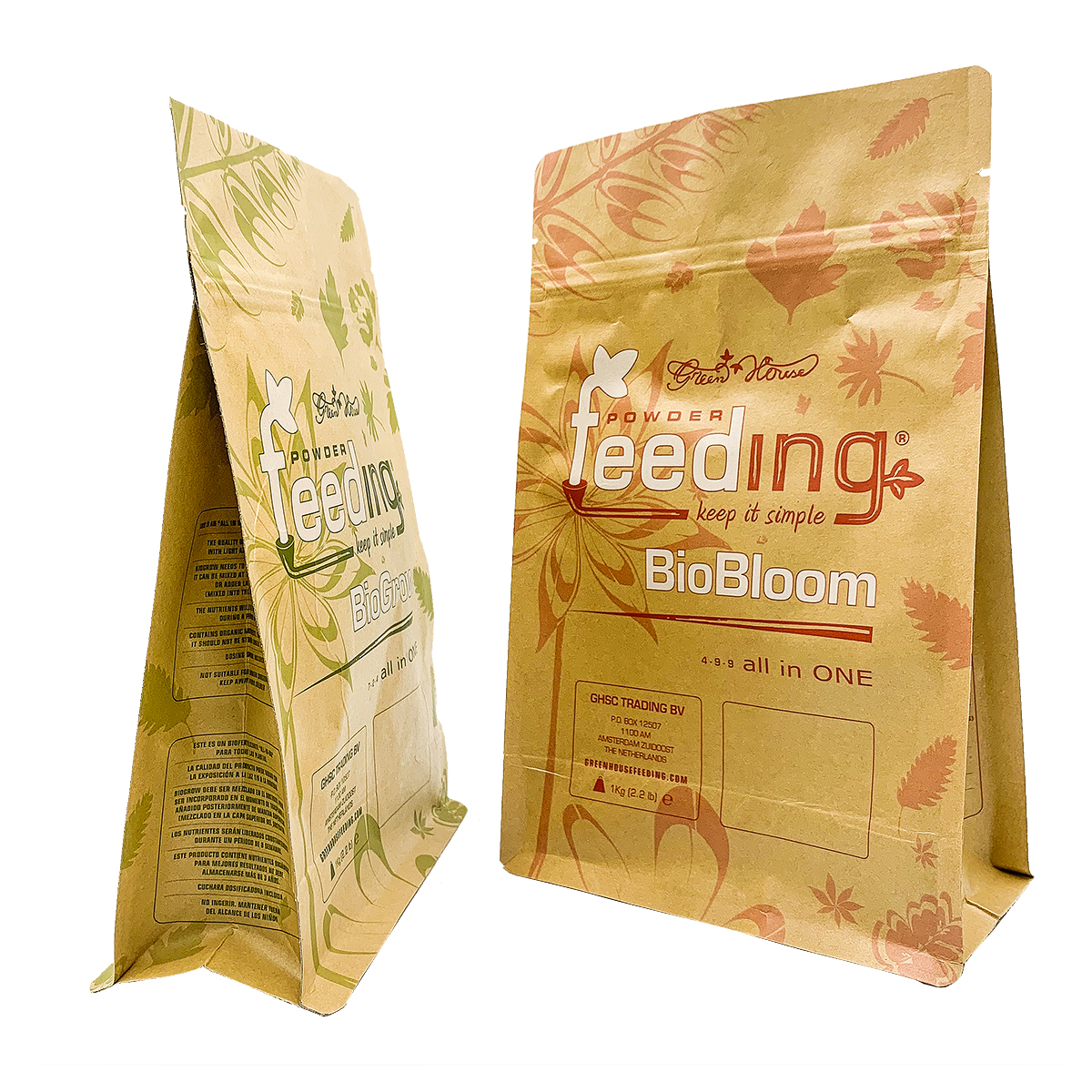 Custom Printed Kraft Paper Flat Bottom Eight Side Seal Pouch With Zipper for Coffee Bean Tea Food Candy Packaging