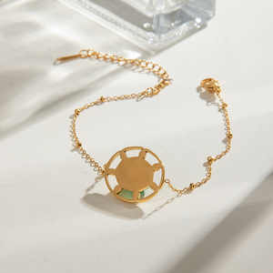 Stainless Steel Malachite Agate <b>Bracelet</b> <b>Flower</b> Shape Bezel Setting Gift Jewelry - Product Image 4