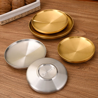 Assiette ronde en acier inoxydable épais, plat à dessert occidental, plateau à double couche anti-brûlure, décoration de table à manger, décoration de la maison