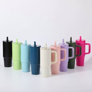 Nuevo Vaso de Regalo Minimalista con Aislamiento al Vacío, Vaso de Acero Inoxidable con Asa, Antiderrames, Plegable, con Pajita, Portátil para Uso en el Automóvil - Product Image 1