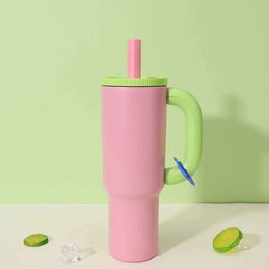 Modern Design Stainless Steel Tumbler With <b>Straw</b> 40Oz Vacuum Insulated Travel Mug For Adults - Product Image 4