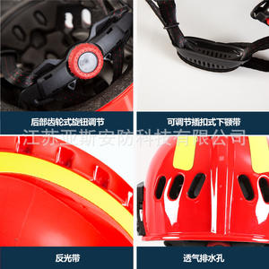Casque de sauvetage pour pompiers Yasyan F2, rouge, en fibre de verre, durable, protection d'urgence - Product Image 3