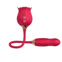 Rosenförmiger Paarvibrator Sexspielzeug für Frauen, Abnehmbarer Saugvibrator & Blühender Stoßdildo