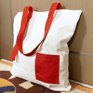 Bolsa de lona de compras de maquillaje con logotipo impreso personalizado cinta de poliéster Beige 8A bolsa de algodón - Product Image 3