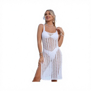 ชุดคลุมบิกินี่สำหรับผู้หญิง แบบชิ้นเดียว ผ้าตาข่ายโปร่งแสง ถักลายฉลุ ป้องกันรังสียูวี เป็นมิตรกับสิ่งแวดล้อม คอลึก เซ็กซี่ เหมาะสำหรับใส่ไปชายหาด - Product Image 3