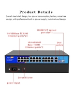 Conmutador PoE de 24 puertos de alto rendimiento con VLAN y soporte de larga distancia Interfaz de fibra óptica SFP de 1000Mbps