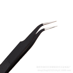 1.5mm thick stainless steel 6-piece tweezers set, black, for <b>nail</b> art, false eyelash <b>extensions</b>, journaling, pointed and curved - Product Image 4