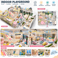 Pusat Permainan Dalam Ruangan Modern dengan Area Bermain Peran Supermarket, Area Panjat, dan Tempat Duduk Keluarga untuk Proyek Hiburan Anak-Anak