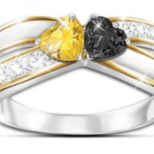 Two Tone Double Heart Inlaid Stone Classic European Style Women's Engagement <b>Ring</b> Romantic Jewelry Lover Gift <b>for</b> <b>Girlfriend</b> - Product Image 4