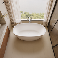 Baignoire autoportante ovale portable en surface solide pour hôtel, avec drain, pour salle de bain, profondeur 1300 mm