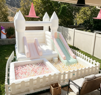 Château gonflable personnalisé en pastel, équipement de jeu souple, piscine à balles blanche, toboggan pour tout-petits, aire de jeux intérieure pour fêtes et maison