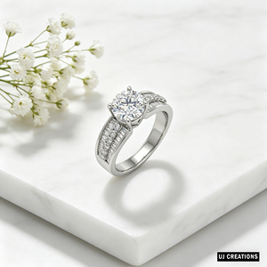 Anillo de Boda Personalizado de Plata Chapada en Oro de 14k con Diamante Redondo de 2.00 Quilates, Cultivado en Laboratorio, Corte Brillante, Calidad VVS-VS, para Fiesta - Product Image 5