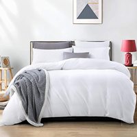 Parure de lit en coton 100% blanc pour hôtel, 3 pièces, housse de couette avec fermeture éclair pour lit king size et queen size