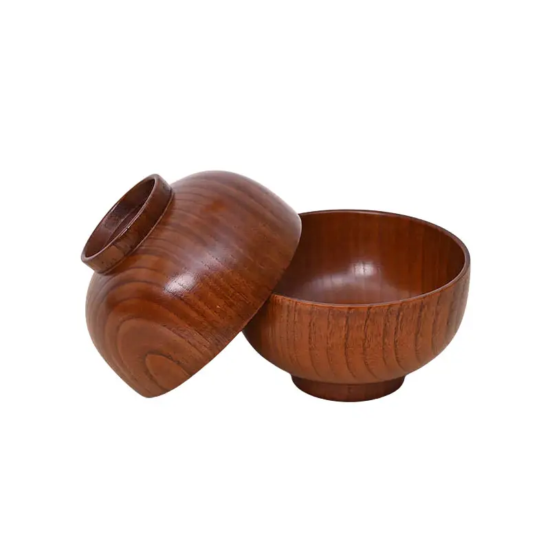 High Quality Wooden Bowl Solid Not Fragile Salad Bowl Set with Different Size Natural Bowls for Dinner